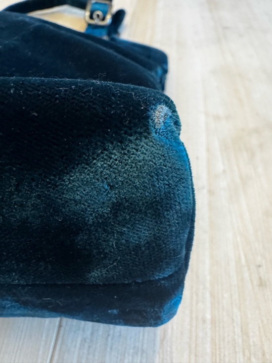 Vintage Prada 1997 Velluto Frame Sera Dark Teal Velvet Frame Bag - Picture 4 of 9